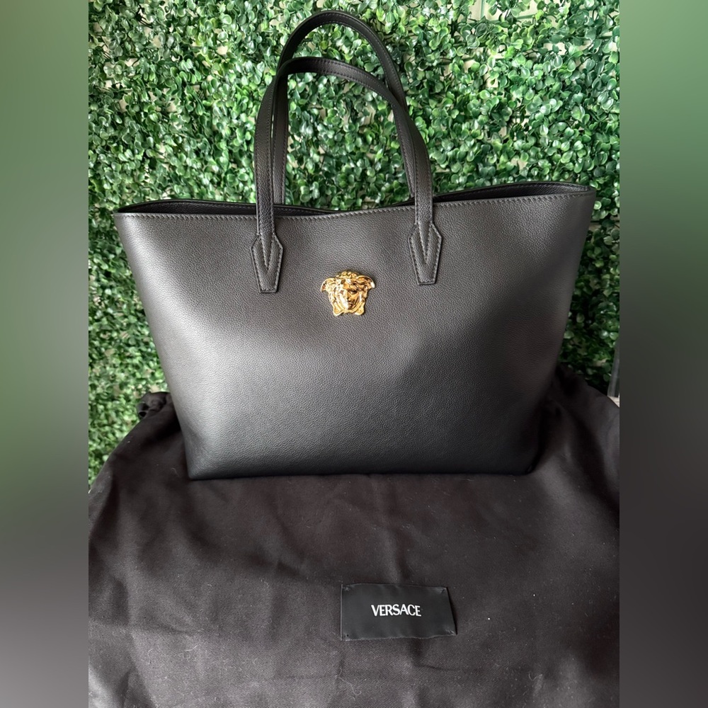 Versace Black Leather Medusa Tote Bag Brand New